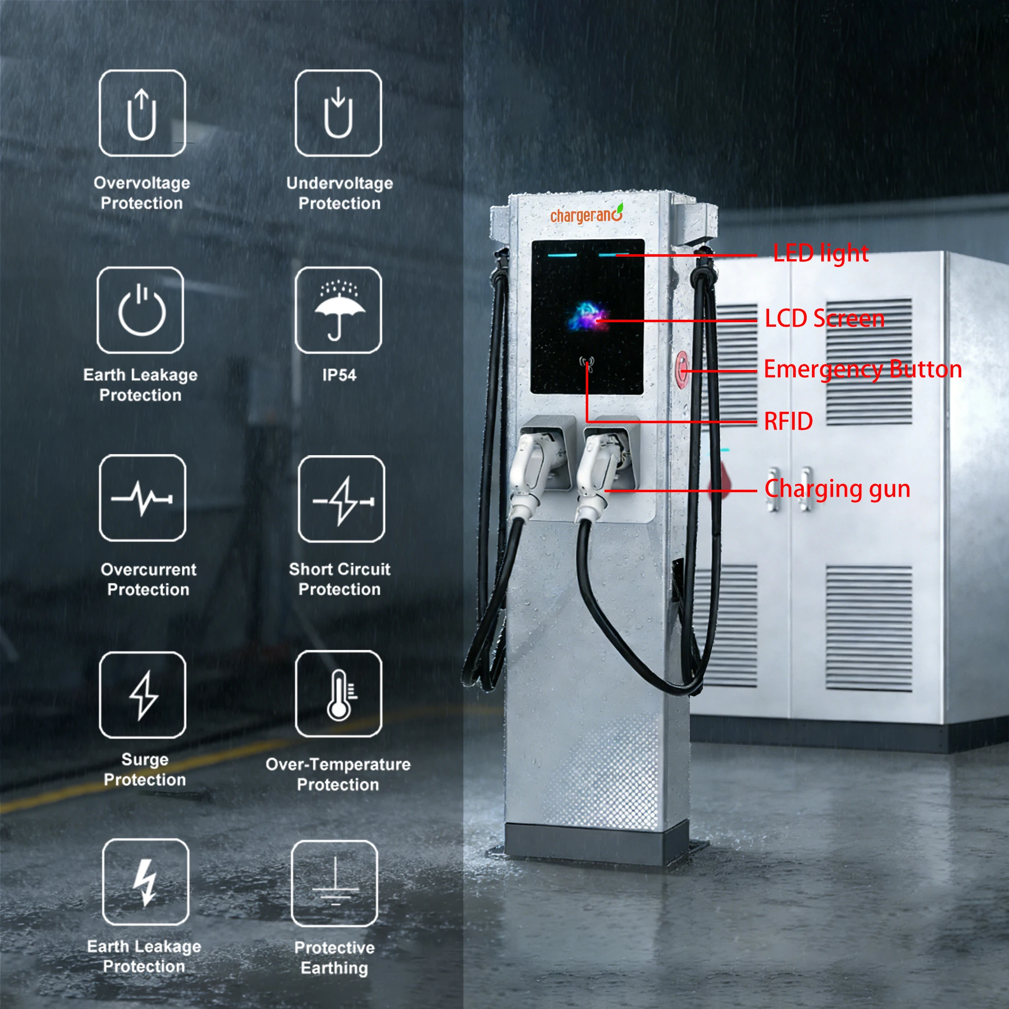 NEW 600KW DC EV Fast Charger Floor Mounted Split IP55 Public Commercial Fleet Electric Vehicles Car Charging Station