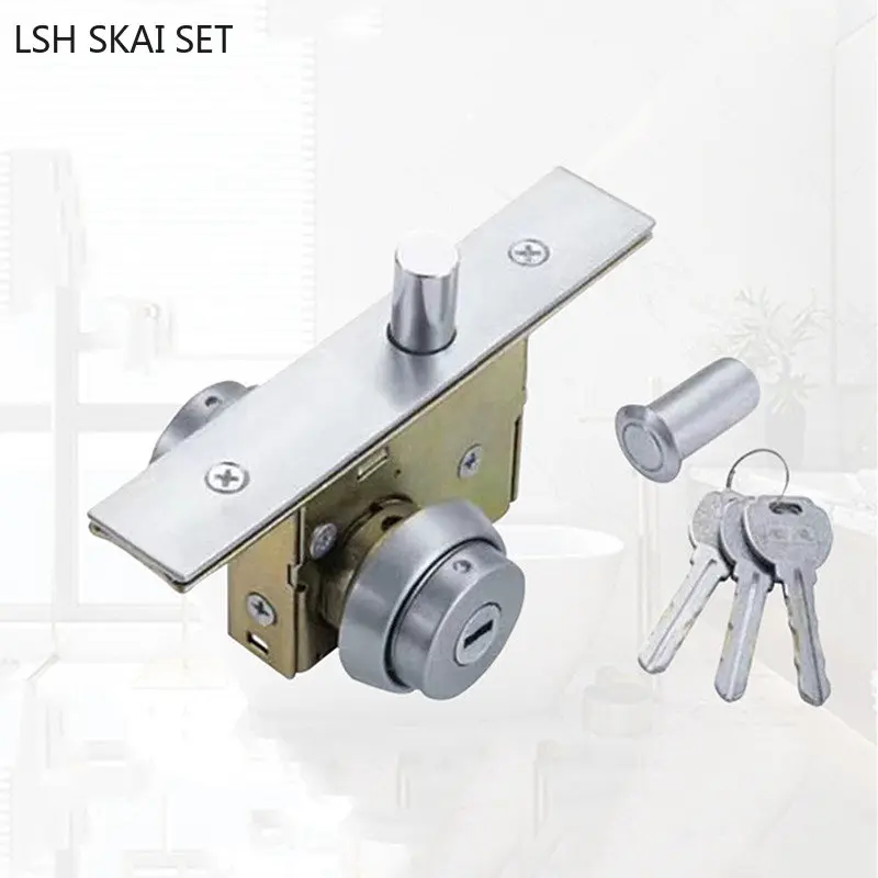 

Stainless Steel Frame Door Lock Invisible Ground Locks with Key Double-sided Lock Glass Door Single Tongue Lockset Home Hardware
