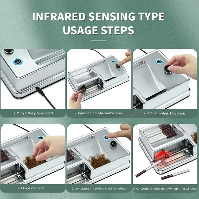 آلة لف السجائر الكهربائية ذات الاستخدام المزدوج مع مستشعر الأشعة تحت الحمراء 6.5 مللي متر 8 مللي متر التلقائي حاقن التبغ صانع اكسسوارات التدخين #6