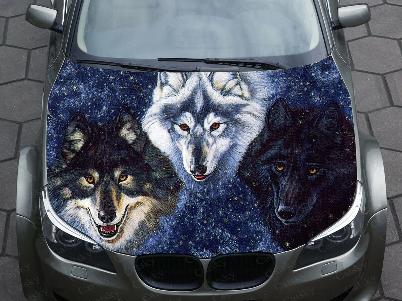 늑대 자동차 스티커 그래픽 비닐 데칼 후드 패턴 포장 데칼, 사용자 정의 DIY 엔진 컬러 동물 자동차 데칼