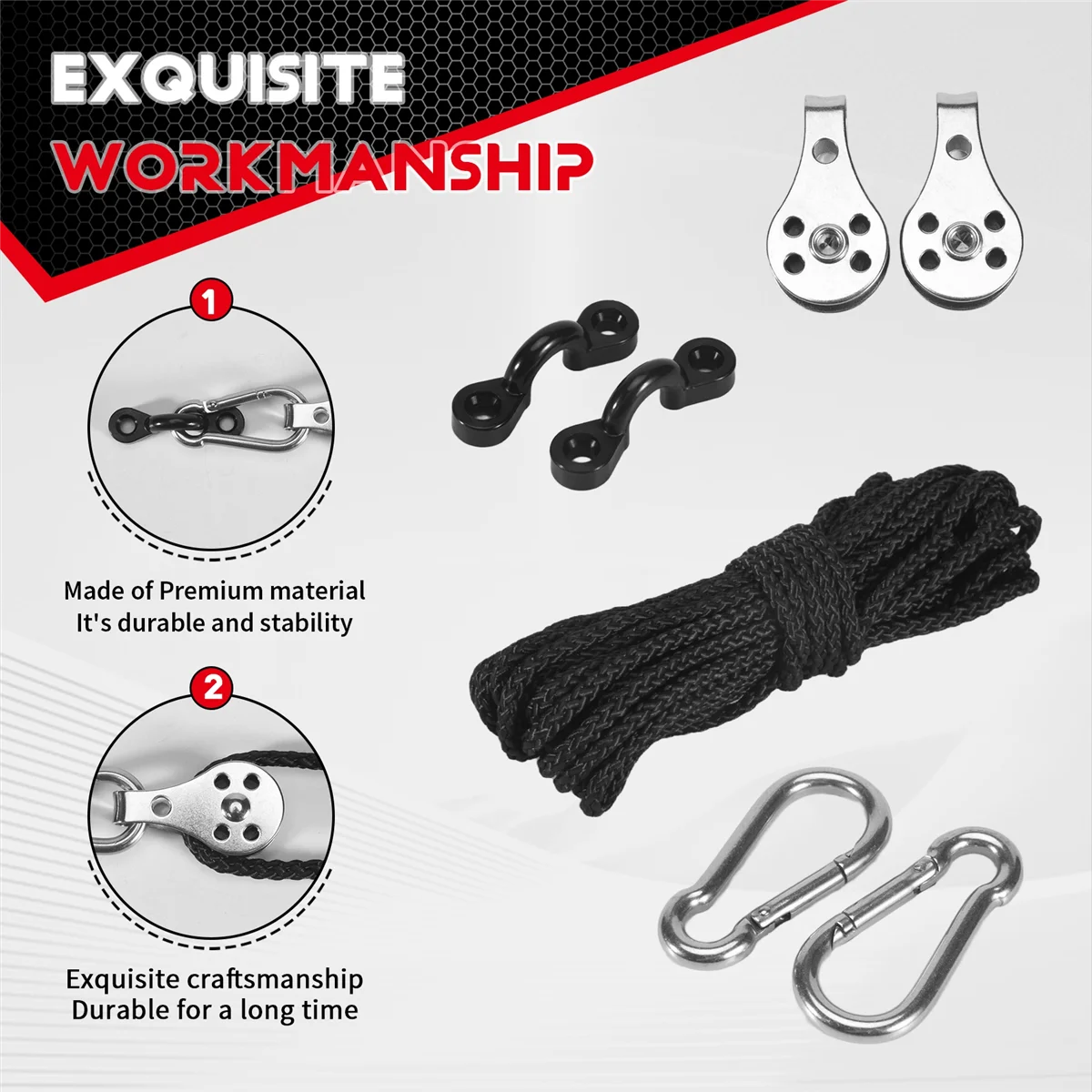 AC22 Anchor Trolley Kit Inflatable Sturdy Kayak Canoe Anchor Car Kit System with Accessorys