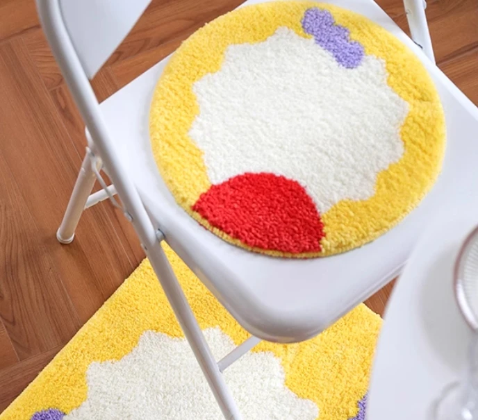 Flower  Geometry Tufted Seat Cushion Soft Loop Fleece Breathable Round Square Chair Mat Cushion Office Sedentary Anti-slip Mats image 6