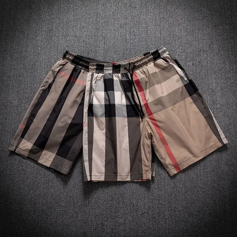 2024 Spring Summer Men\'s New Plaid Trends High-end Drape Loose Beach Pants Casual Fashion Shorts Male Thin Short Pants