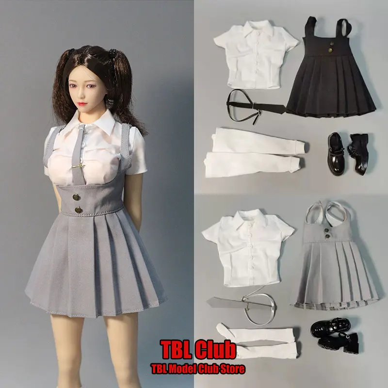 In Stock HAILI TOYS 1/6 Scale Female Soldier Slim Collar Shirt Strap Short Skirt Tie Shoes For 12inch PH Action Figure Doll