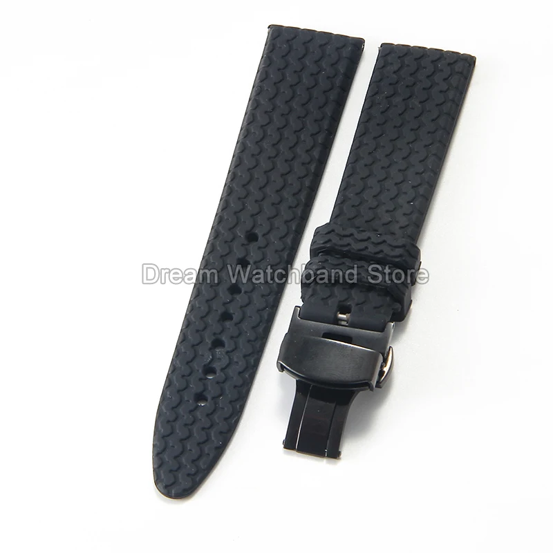21 مللي متر 23 مللي متر جودة عالية حزام ساعة سيليكون Sweatproof تنفس الجلد ودية عديم الرائحة لسلسلة Chopard Mille Miglia الأسود