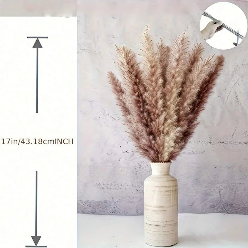 110pcs Dried Pampas Grass Bouquet - Brown & White, Ideal For Wedding, Home Decor