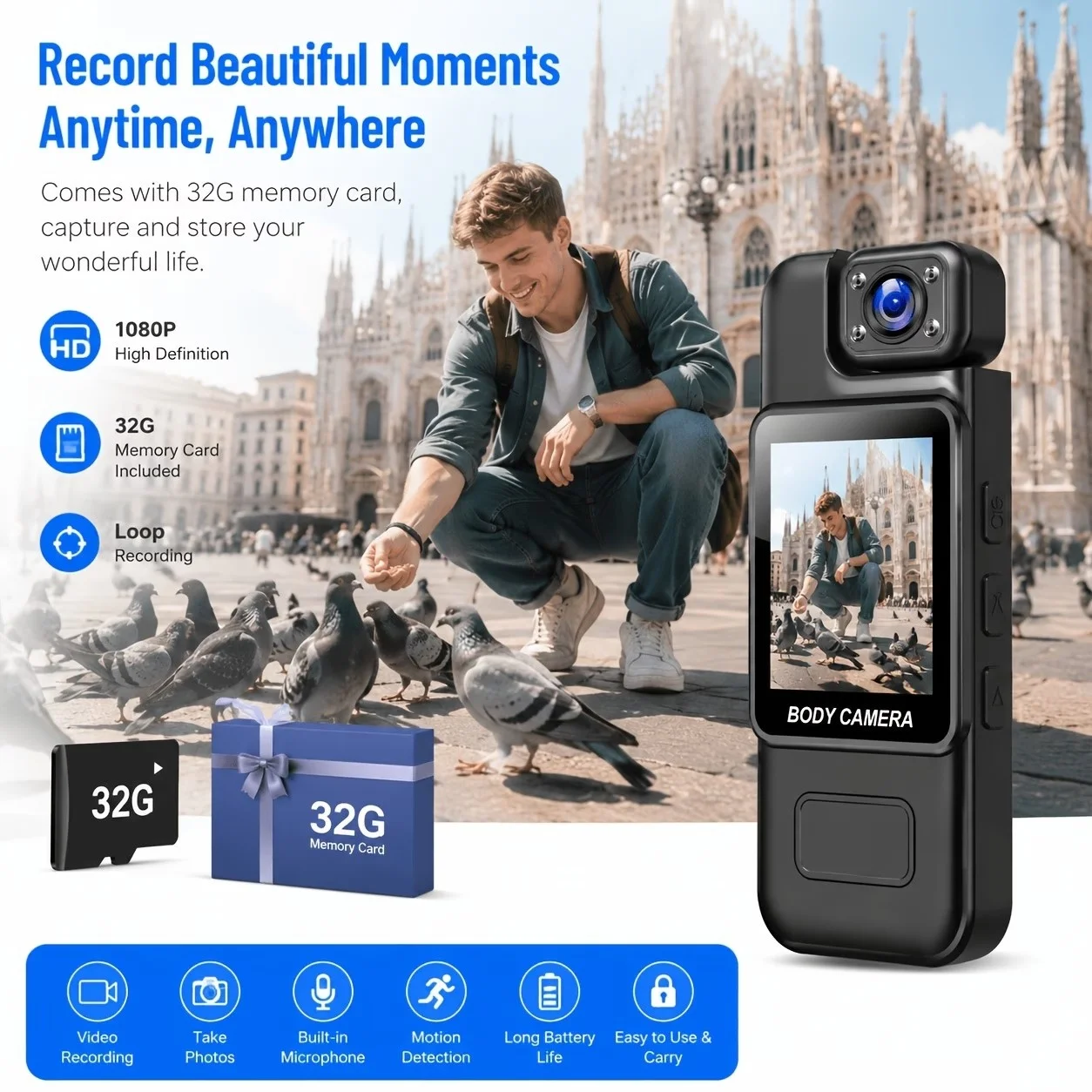 Sports Cameras Portable Digital Camera Video Infrared Night Vision Mini Ultra HD 4K WiFi 180° Rotatable Lens DV Outdoor Police