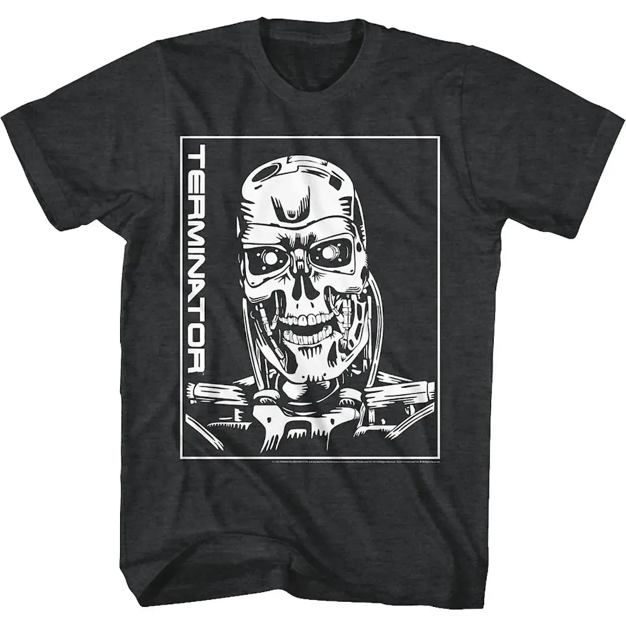 summer Metallic Text Cyborg Print Black T-shirt Retro Sci-Fi Portrait Graphic Loose Oversized Short Sleeve Vintage Tees