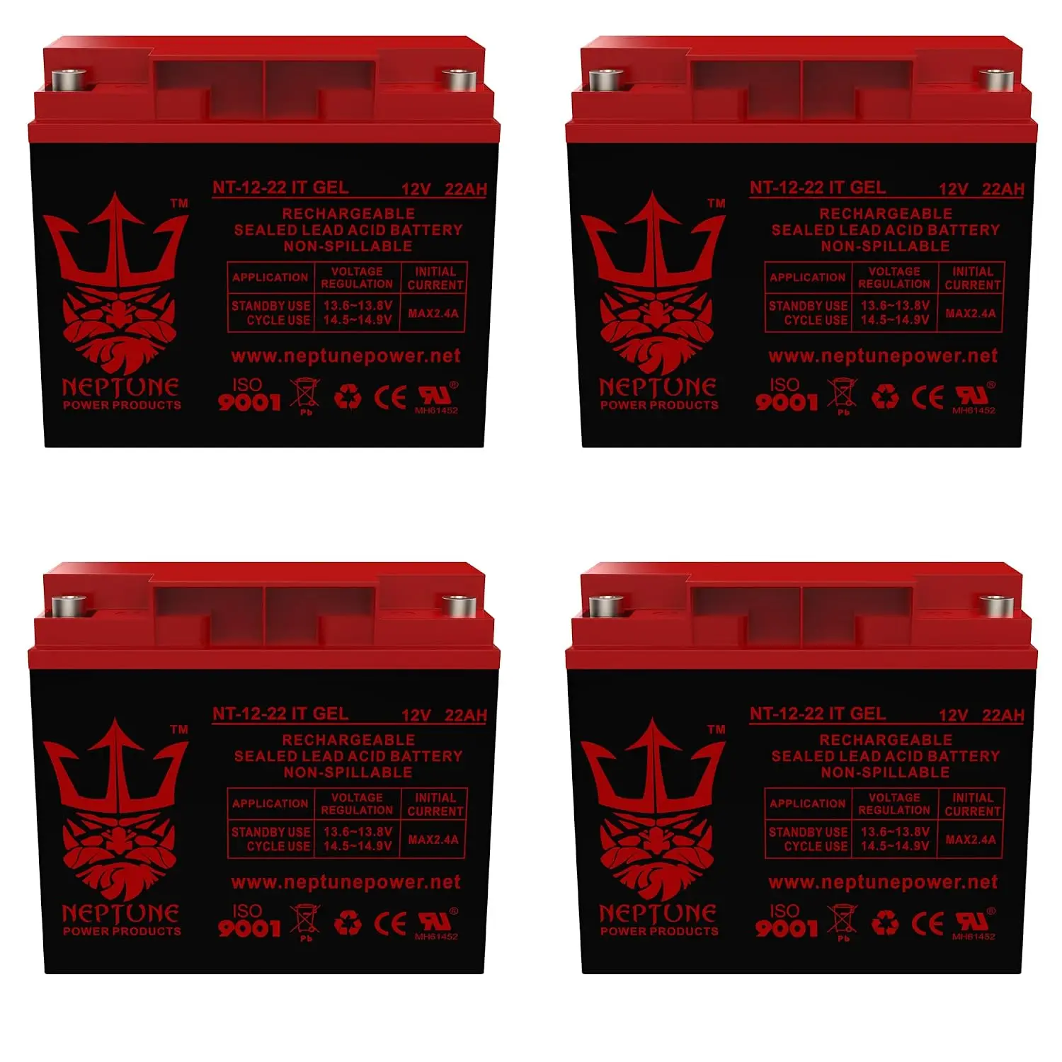 12V 22AH Gel Battery Replacement for Mobility Scooter 4-Pack, Customized