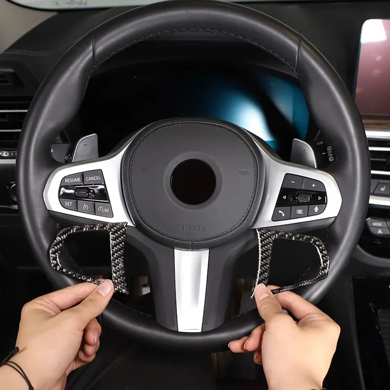 

Car Interior for BMW X3 X4 G01 G02 G08 2018-2022 Soft Carbon Fiber Car Steering Wheel Button Cover Trim Sticker Car Accessories