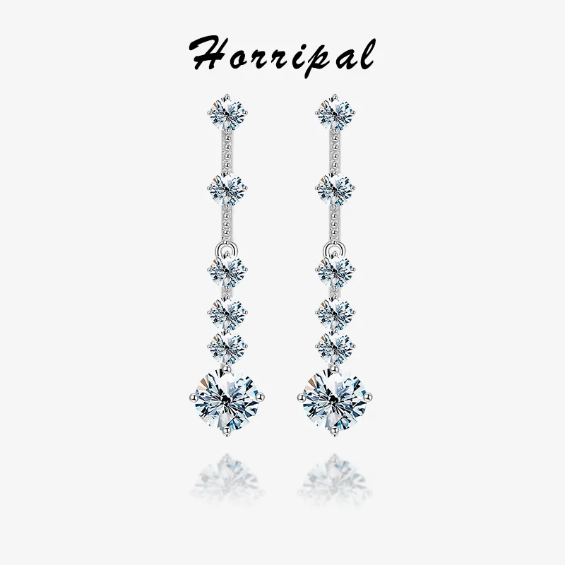 

New Moissanite Drop Earrings for Women Sterling Silver Wedding Earring with GRA Certificate Luxury Jewelry Plated 18K White Gold