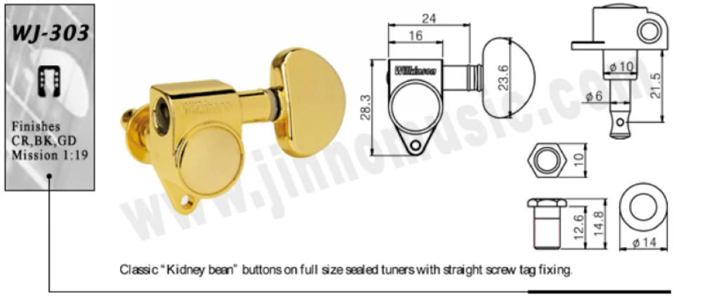 Wilkinson  Tuning Keys Pegs 19:1 Guitar Machine Heads Tuners For Les Paul LP SG Electric or Acoustic Guitar WJ303 Chrome Silver