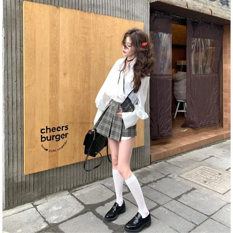 Spring Summer Japan Korea School Jk Uniform Girl French Style Graceful College Style Girl Casual Daily Pleated Skirt Fashion Set