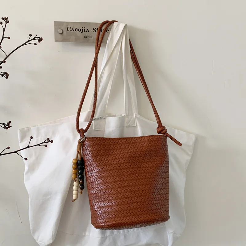 

2025 Woven Bucket Bag, Minimalist Crossbody with Premium Texture