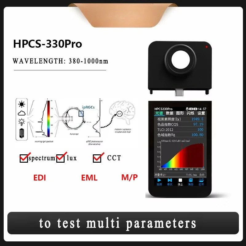 

Спектрометр HPCS330Pro HOPOOCOLOR 380-1000 нм для измерения интенсивности излучения (МВт/см²)