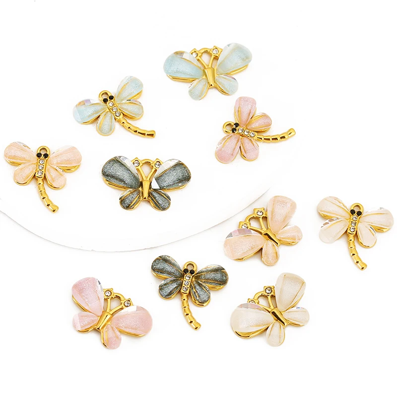 

3 шт., инкрустация из нержавеющей стали, циркон, красочные бабочки, стрекозы, подвески для DIY, серьги, ожерелья, браслеты, принадлежности для изготовления ювелирных изделий