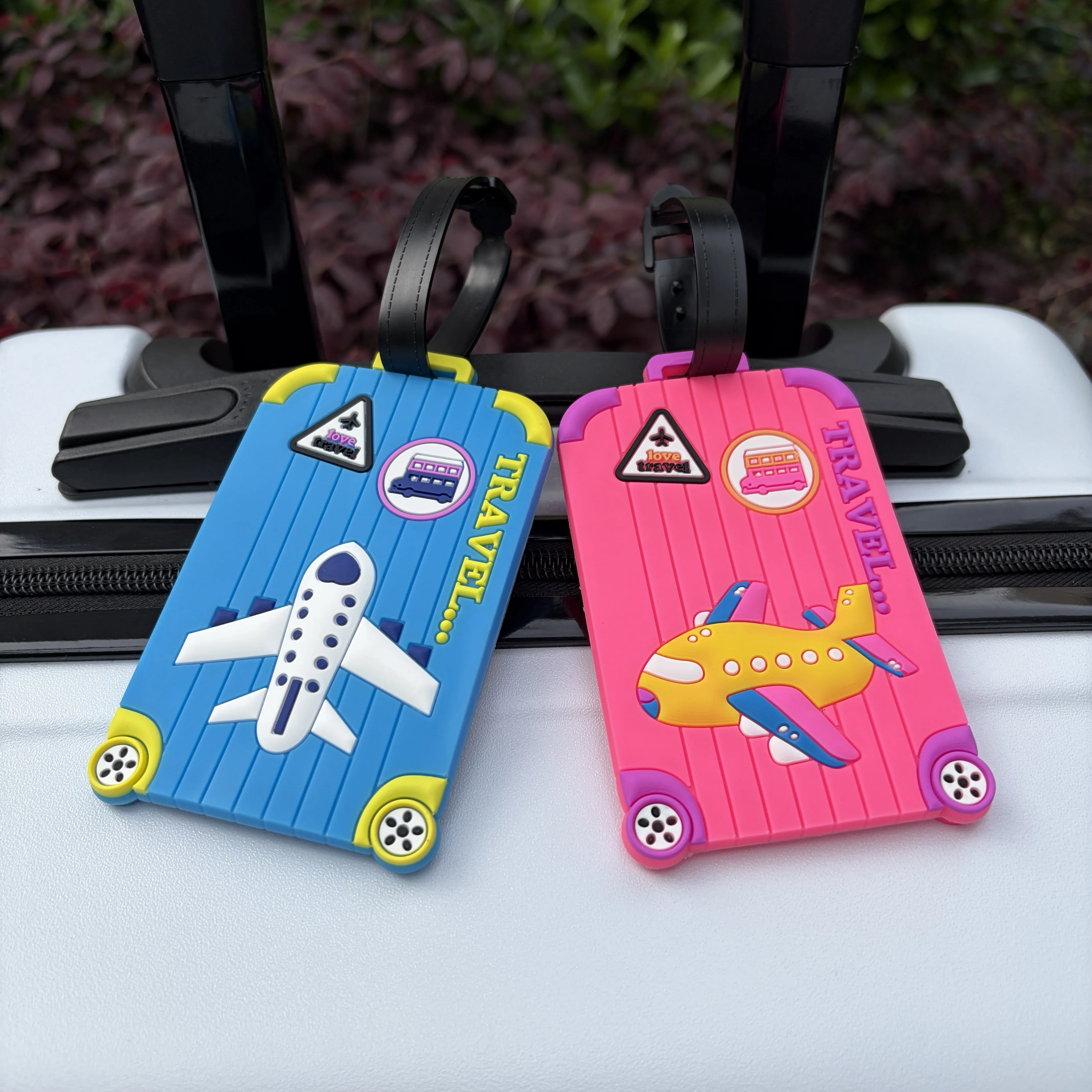 Creative Silicone Airplane Luggage Tag, Anti-Lost Travel Suitcase Pendant, Bag Tag, Boarding Pass Holder, Can Include Replaceable Name Card
