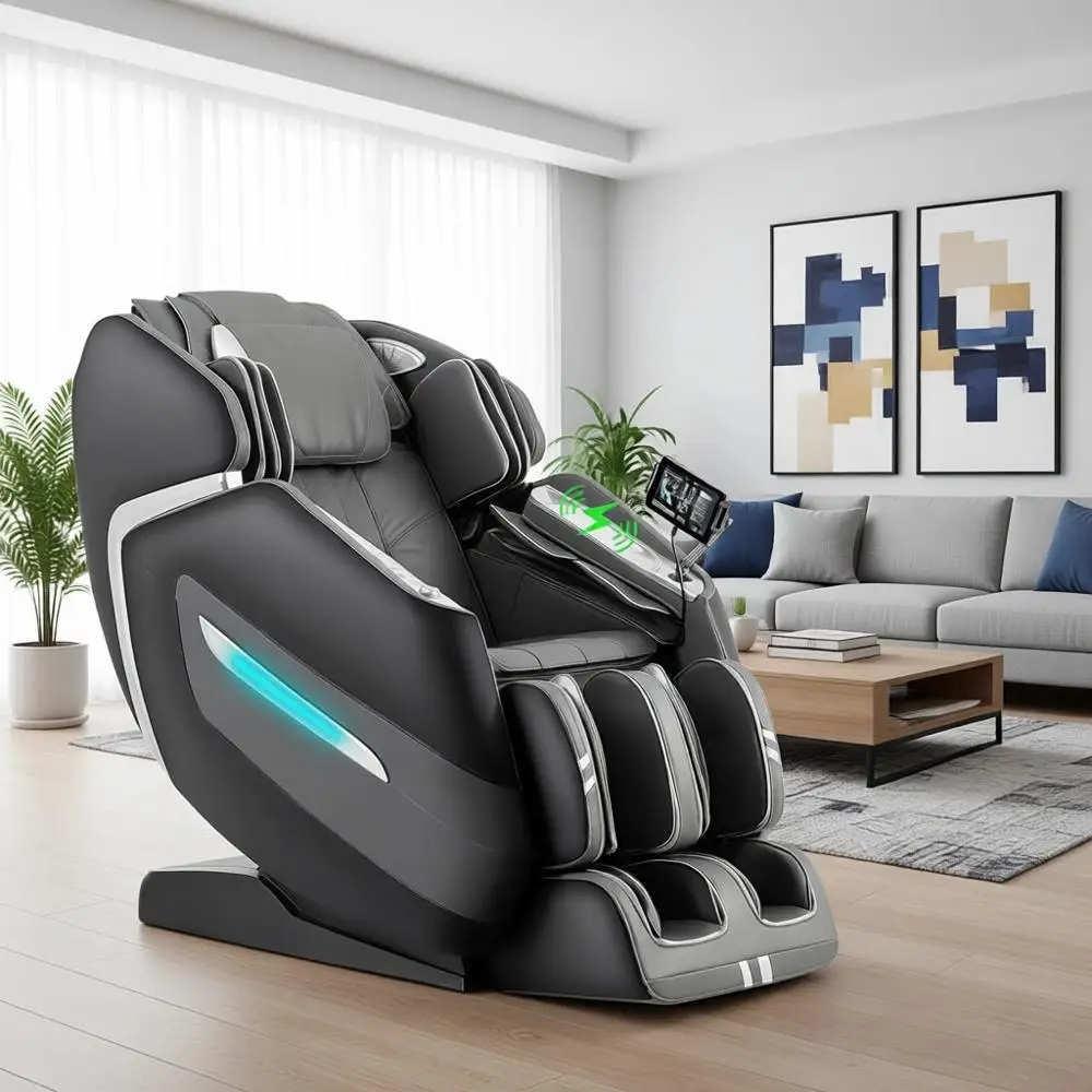 

Массажное кресло 4D для всего тела, модель 2026 года, для высоких и полных людей, с улучшенной технологией Cloud, управлением через приложение, 27 воздушными подушками, SL-треком 59 см, автоматическое