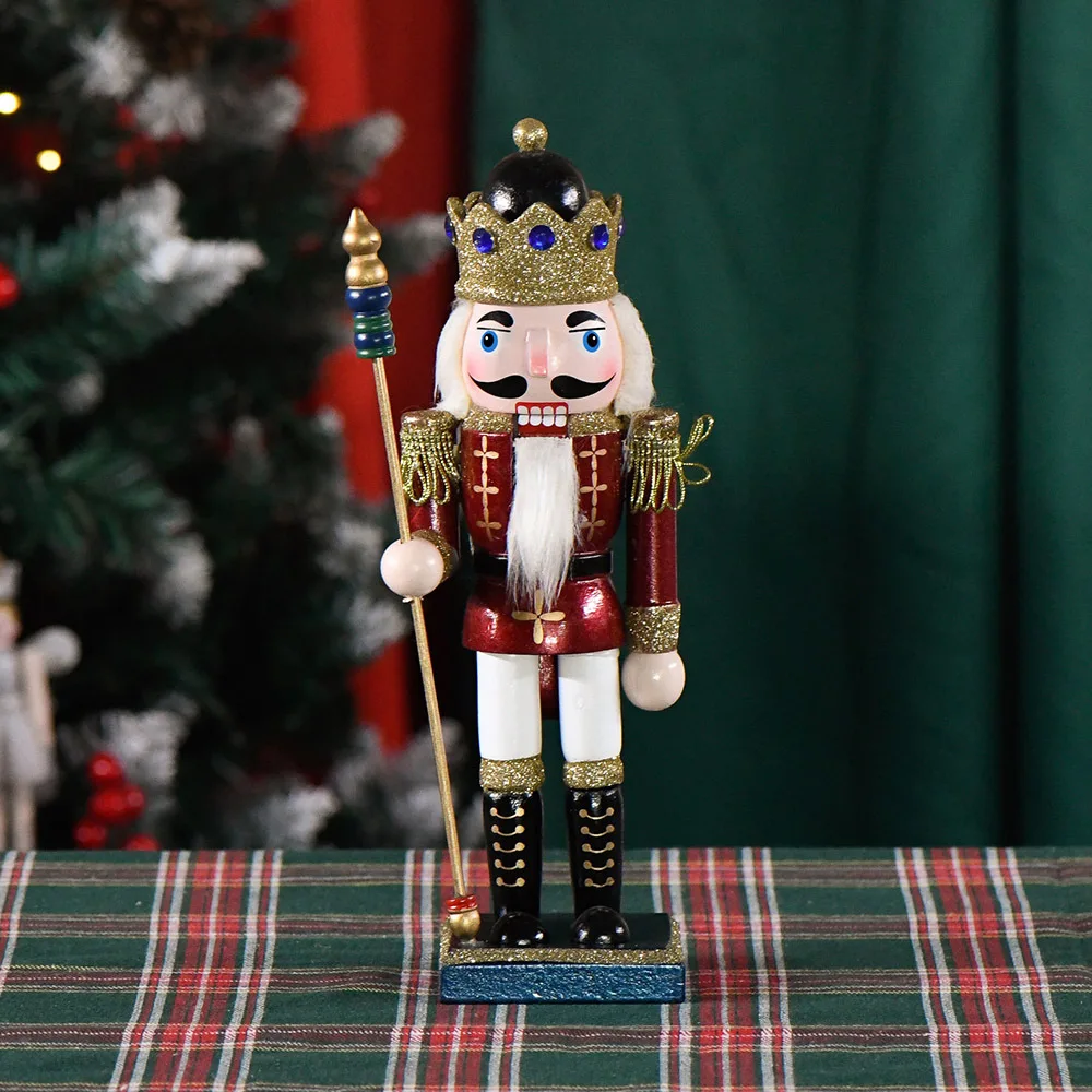 25CM Christmas Nutcracker Puppet Wooden Soldier Doll Vintage Handcrafts New Year Gift Party Ornament Office Decoration Ht226