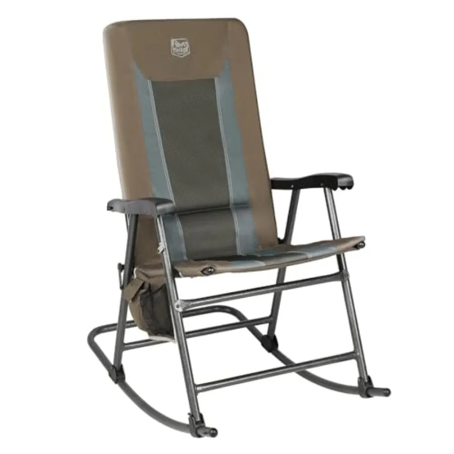 

Outdoor Folding Rocking Chair 29" Padded High Back Neck and Back Support Hard Armrests for Easy Stand Up Stable Steel Frame Sup