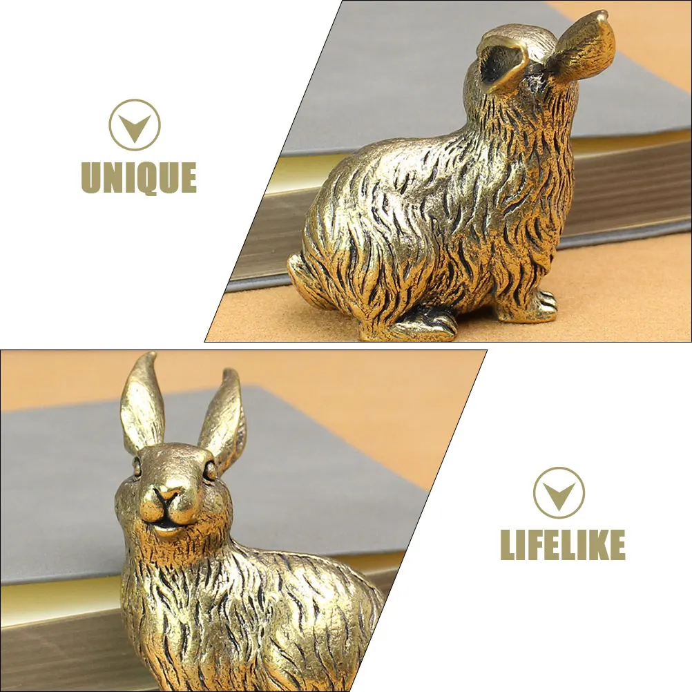

Vintage Bunny Desktop Ornament Rabbit Statue Home Office Decor Small Brass Animal Decoration Cabinet Indoor Miniature Gift