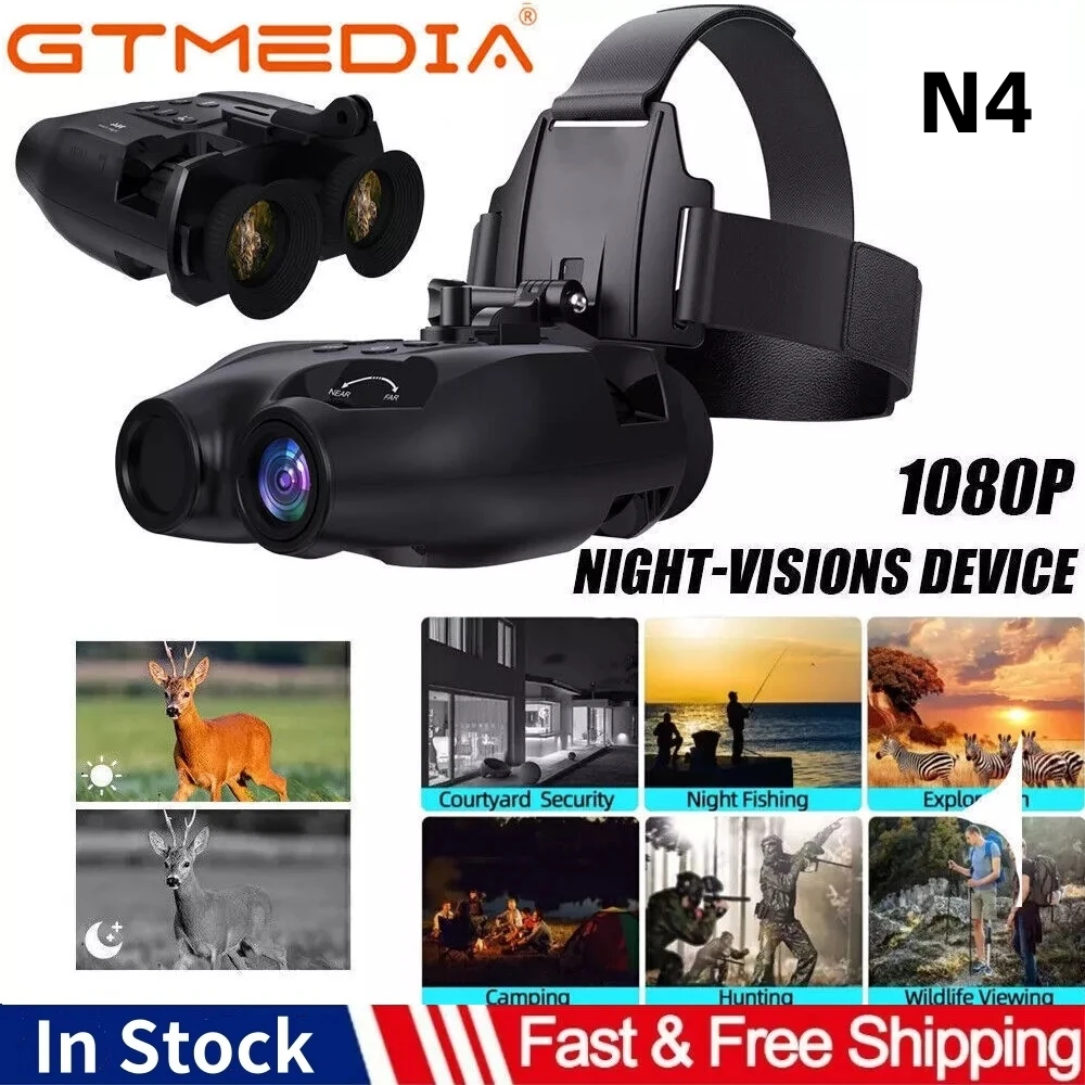 

GTMEDIA N4 Night Vision Binoculars Infrared Night-Visions Device 1080P 5X Digital Zoom Head Mount Goggles Day/Night Use Outdoor