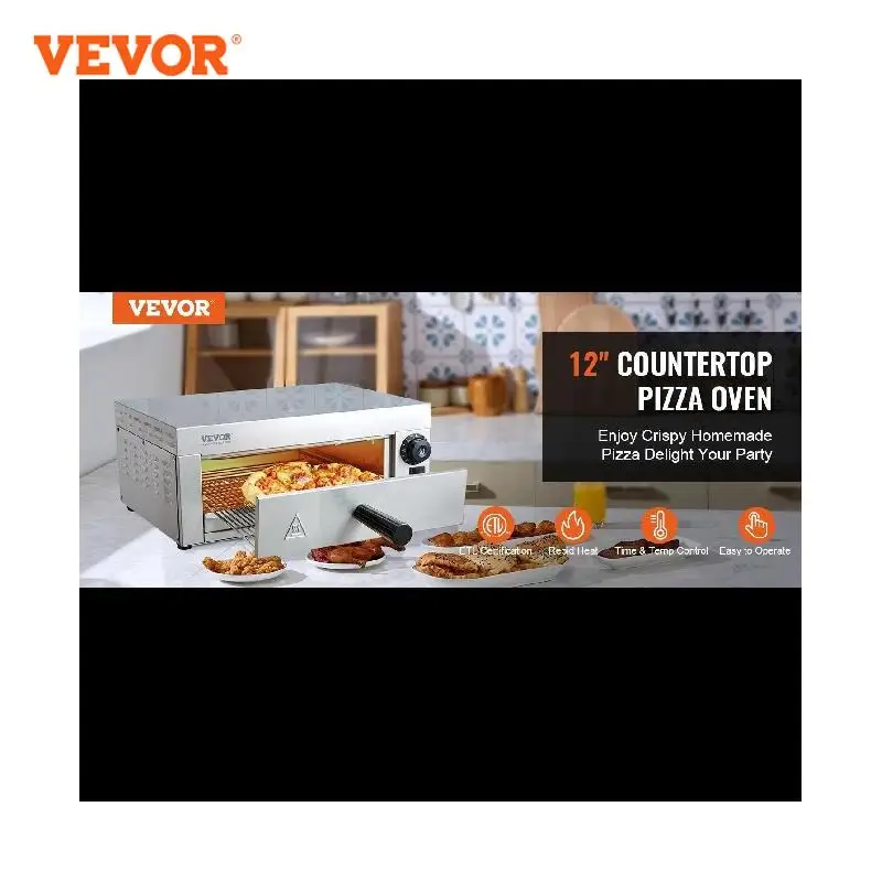 VEVOR Electric Countertop Pizza Oven 12-inch 1500W Commercial Pizza Oven with Adjustable Temp 0-60 Minutes Timer