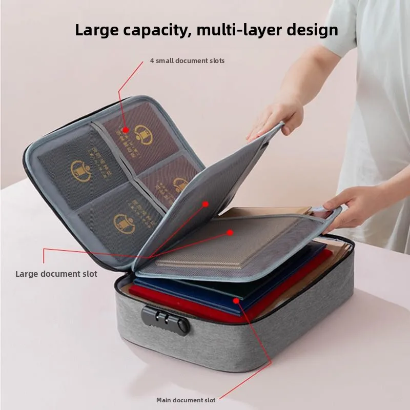 Family Document Storage Box Passport Birth Certificate Card Organizer Travel Essential Document Bag File Arrangement Case