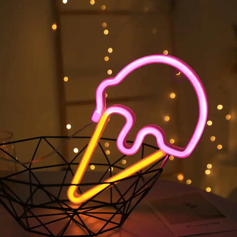 Ice Cream LED Neon Sign Clouds Night Light Battery/USB Operated for Children's Room Party Birthday Home Bar Gift Decoration