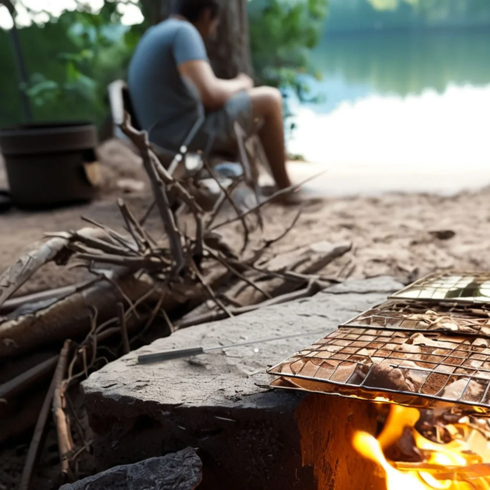 

5Pcs Stainless Steel Bbq Forks Manual Rotation Colorful Handles Roasting Hot Dogs Marshmallows Camping Bonfire Outdoor Grill