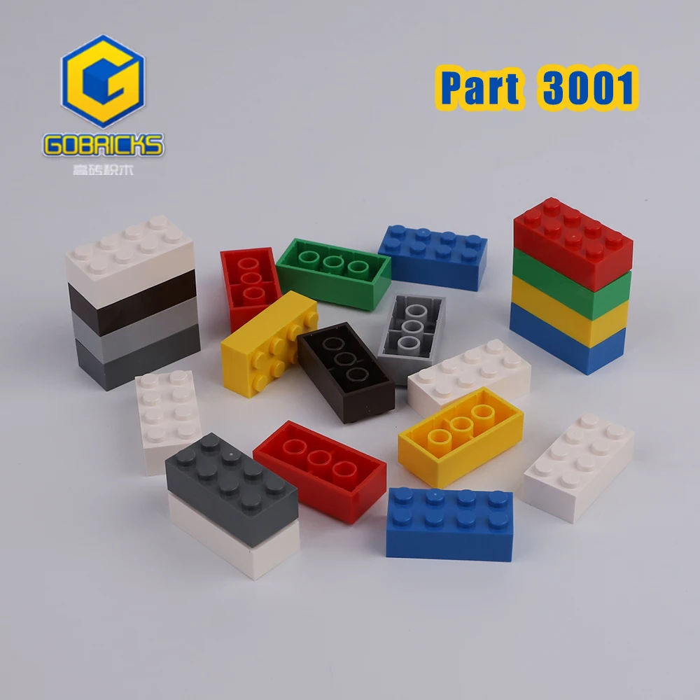 Gobricks 50pcs 3001 MOC Accessories Brick 2 x 4 Parts High-Tech Construction Building Blocks Particles Toys Child's Gifts