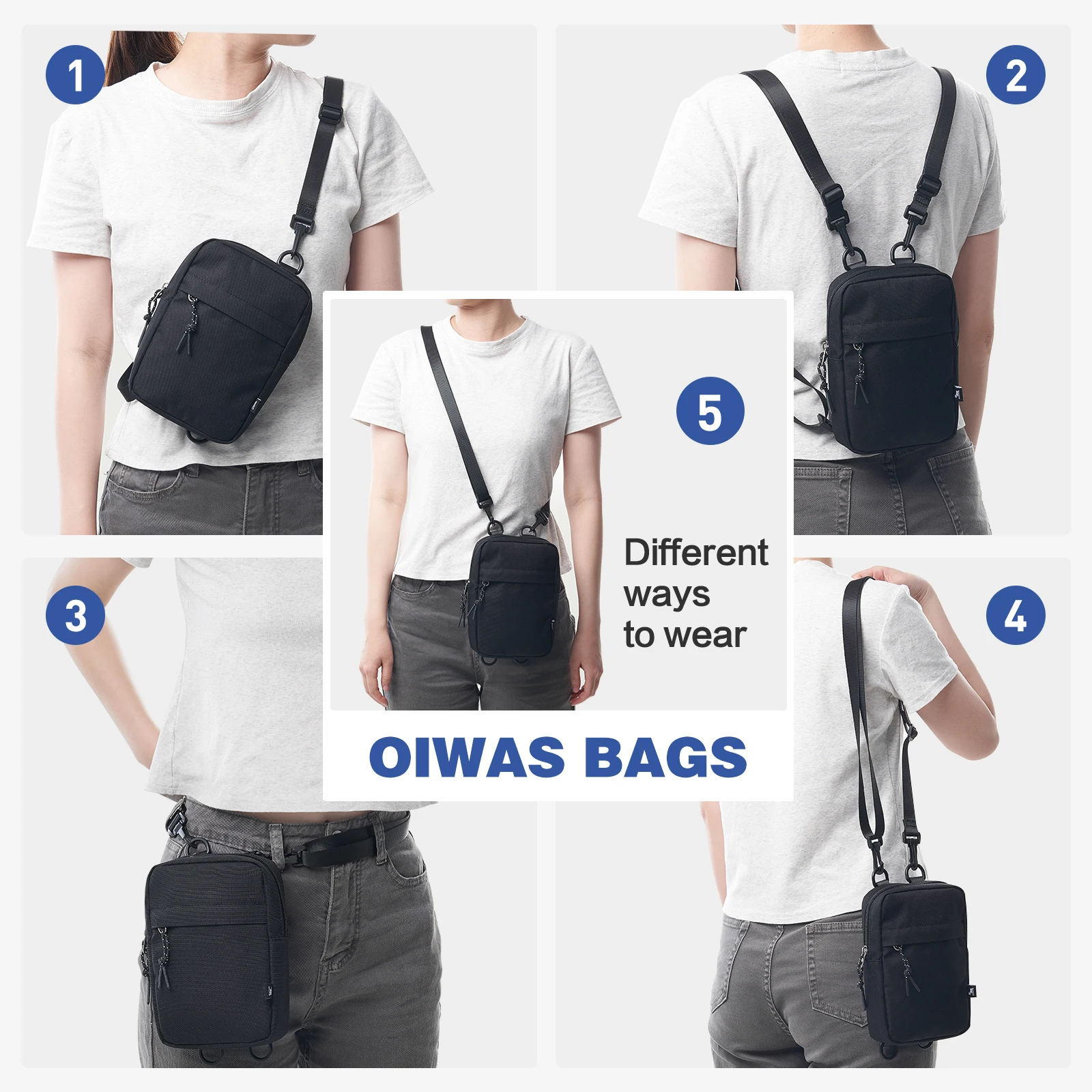 OIWAS-Bolso cruzado de hombro para hombre, bolsa de cintura para teléfono, billetera para marido, bolso de mensajero para hombre, Mini monedero para