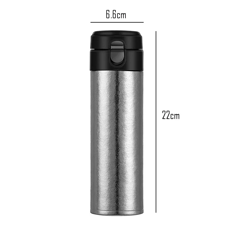 Pure Titanium Thermos Cup With Bounce Lid,One Click Open,Double Layer Drinkware,Vacuum Flasks,Portable Car Water Bottle, 480ml