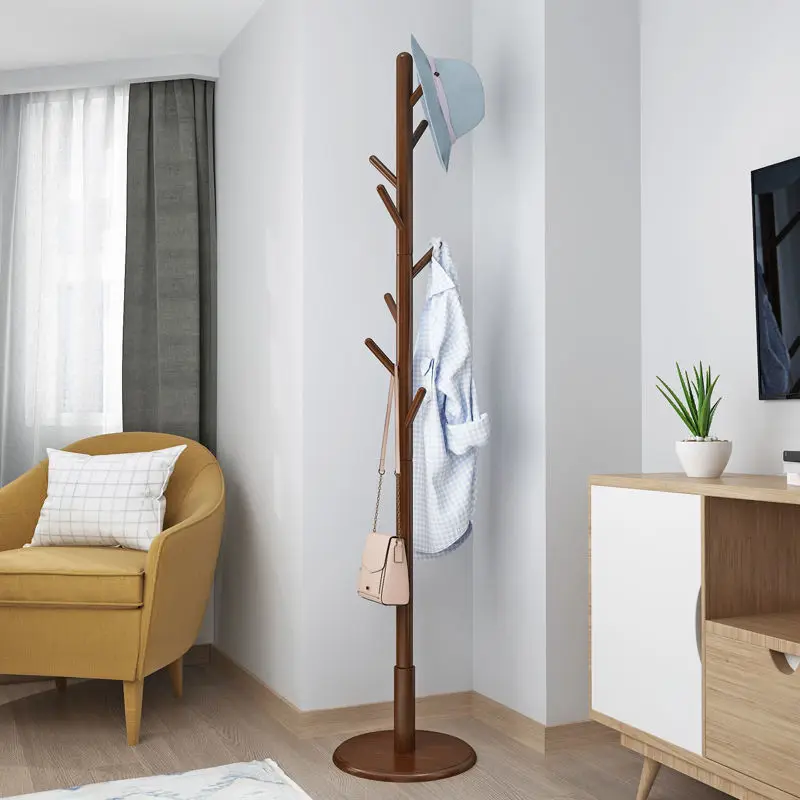 Solid Wood Furniture Standing Coat Rack Vertical Floor Hanger Household Simple Wardrobes Bedroom Dormitory Hanger Clothes Rack