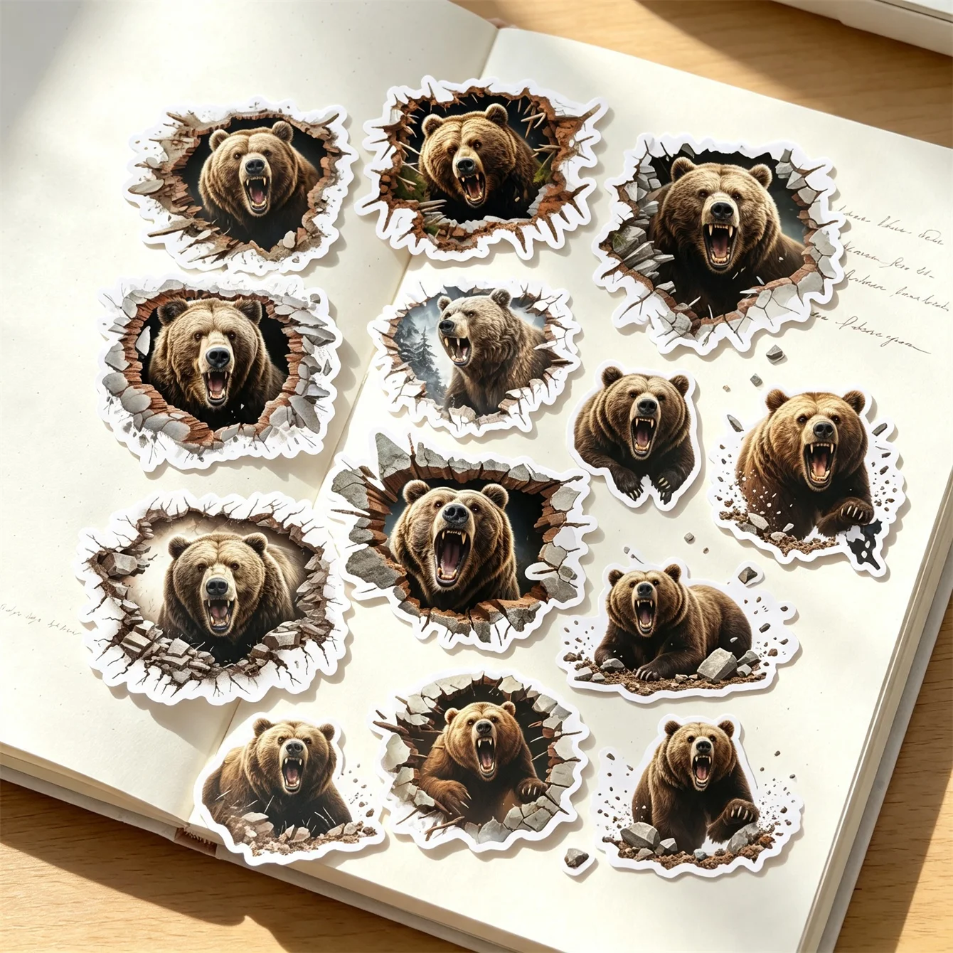 15/30pcs Homemade Watercolor Rampaging Beard Planner Book Stickers, Handwriting Book, DIY Photo Albums Daily Scrapbooking