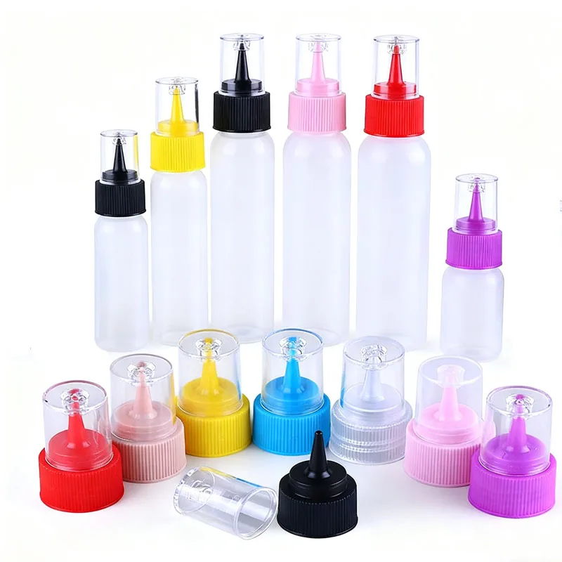 

50 шт. портативные 30 мл-120 мл пустые мини-пластиковые бутылки с аппликатором с пылезащитной крышкой, бутылка для письма для украшения тортов, краски, клея