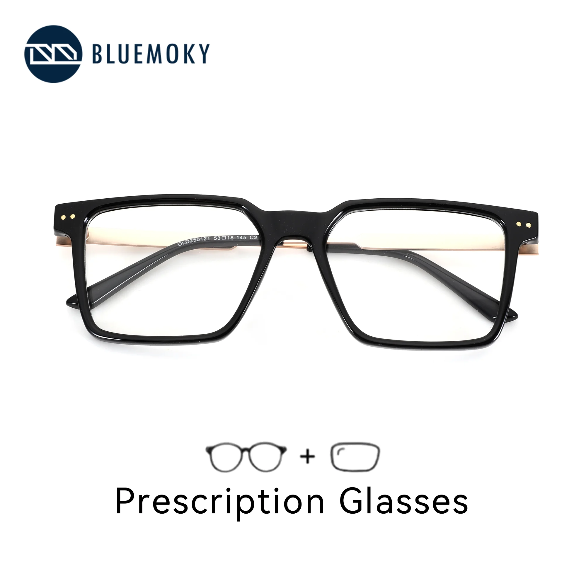 

BLUEMOKY L Size Progressive Square Prescription Glasses For Men Metal Frame With Photochromic Lenses Optical Vision