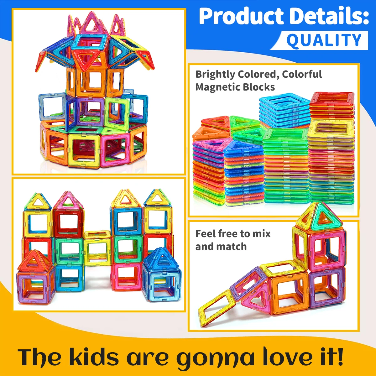 Medium Size Magnetic Block Building Toy Set，Creative Construction STEM Toy,Back-to-School Season, Birthday Gift
