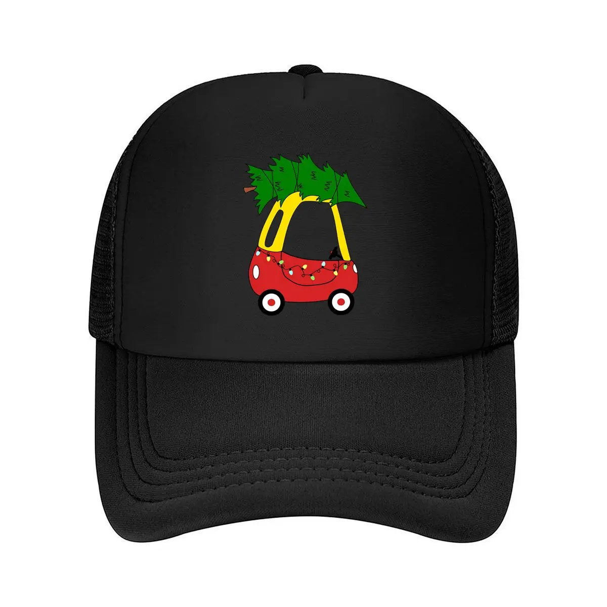 Christmas Car Tree Print 2026 Mesh Baseball Cap Dad Hat Hip Hop Snapback Cap
