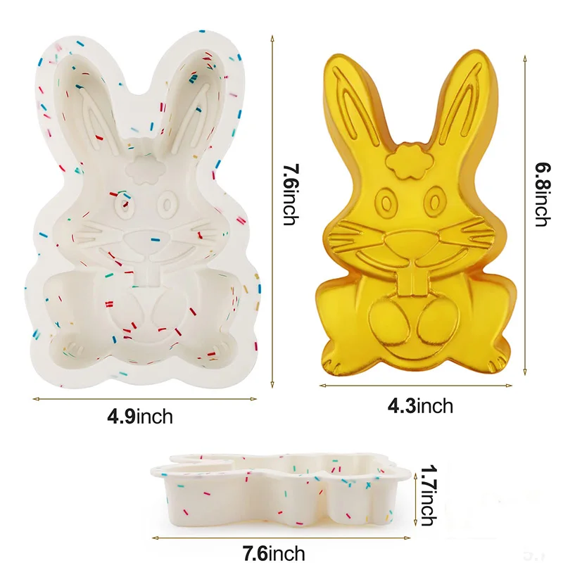 Easter Bunny Chocolate Silicone Molds, 3D Easter Bunny Breakable Chocolate Mold for Easter Decoration,Mousse Cake,Dessert Baking - view 6