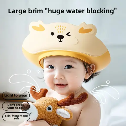 Kids Shower Cap Baby Cartoon Silicone Bath Hat-Waterproof Ear Protection Shampoo Cap,Essential Hair Washing Helper for Toddlers