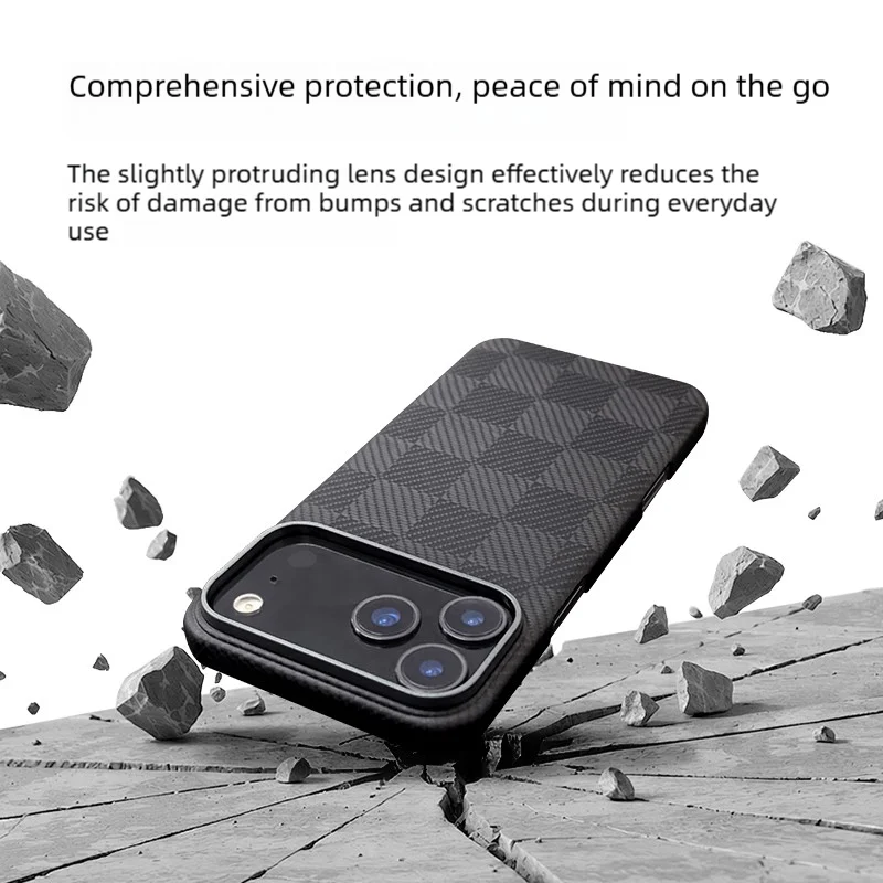 For iPhone18 Pro Max Case Real Aramid Fiber 600D Magnetic Wireless Charging Carbon Fiber Anti-Scratch Slim Hard Shell Cover