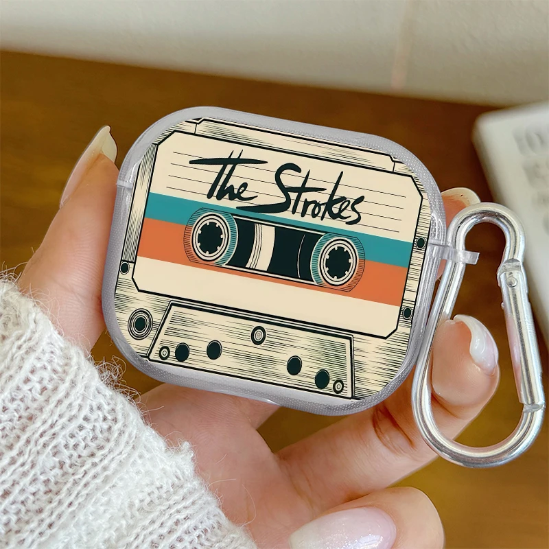 

Shockproof Clear Earphone Case for AirPods Pro3/Pro2/Pro Vintage Cassette Tape Earbuds Case For AirPods 4/3/2/1 Protective Cover