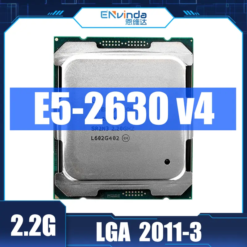Original used Xeon E5 2630 V4 processor showing pins and surface