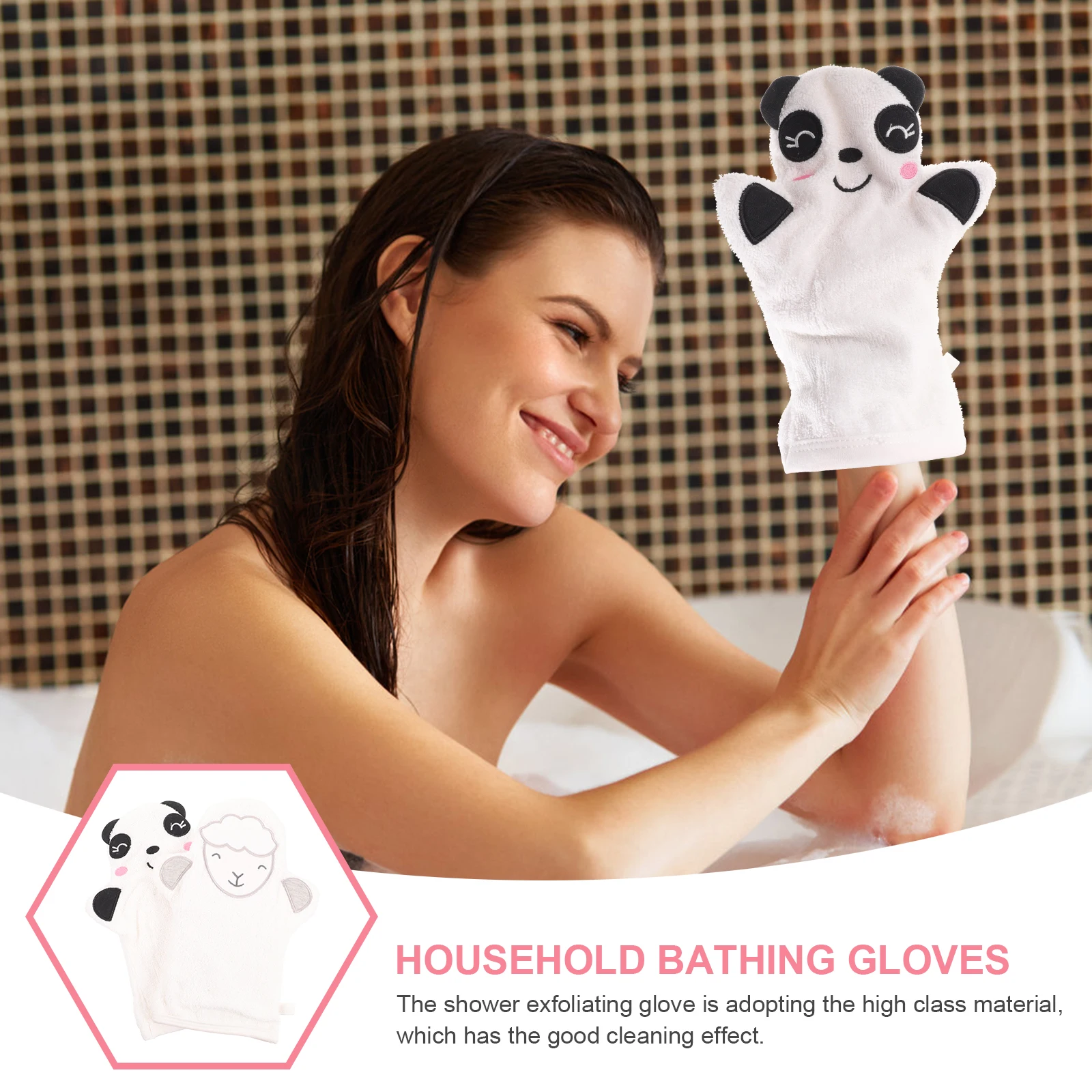 

2pcs Cartoon Bath Gloves Baby Shower Mitts Reusable Cotton Body Wash Tools Exfoliating Gloves for Newborn Infant Child