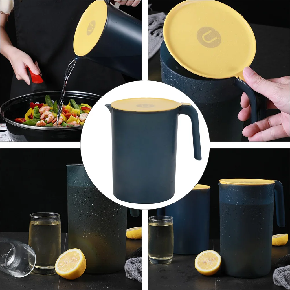 

1Pcs Plastic Water Pitcher Heat-Resistant Cold Water Bottle Large Opening Handle Lid Easy to Clean for Home Hotel Use