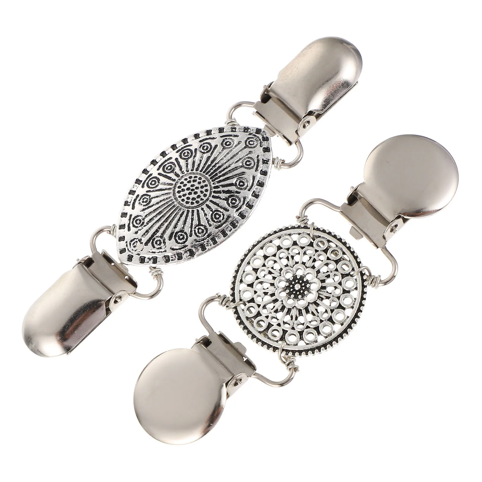 2 Stuks Vintage Trui Clips Retro Vest Kraag Clips Voor Vrouwen Sjaal Sjaal Jurk Shirt Cape Kledingstuk Accessoires Pins