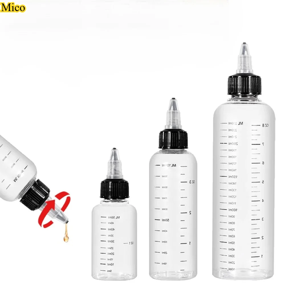 

PET Plastic Dropper Storage Container 30ml/60ml/250ml Twist Top Cap Tattoo Ink Bottle with Free Steel Ball