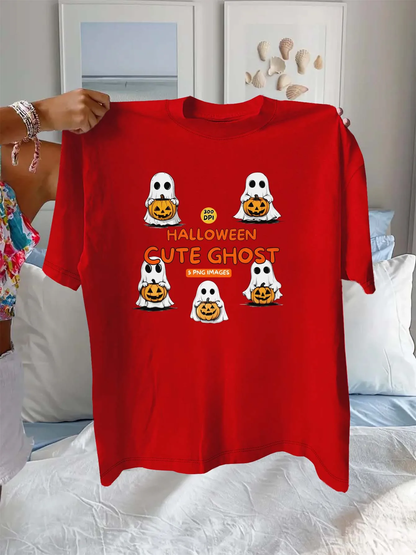 

Plus Size Adorable Halloween Ghosts With Pumpkin Stylish Festival Garment