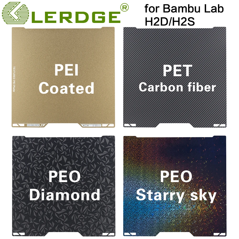 

LERDGE для Bambu Lab h2d текстурированная гладкая наборная пластина Pei 350x320 мм высокое качество для BambuLab H2D аксессуары запасные части